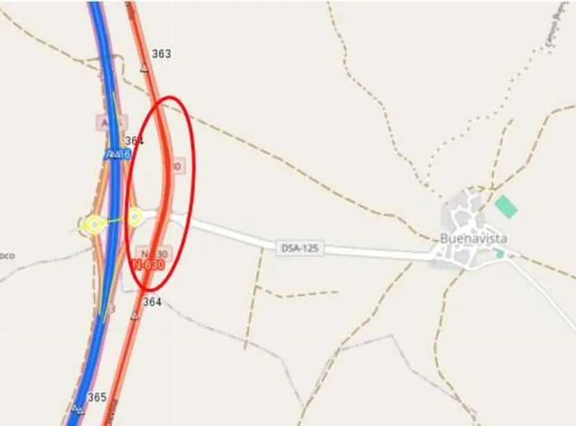 Zona de Actuación sobre N-630 entre los puntos kilométricos 363+100 y 363+870