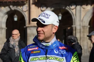 Lorenzo Santolino presenta su nueva participación en el Dakar. Foto Andrea M.