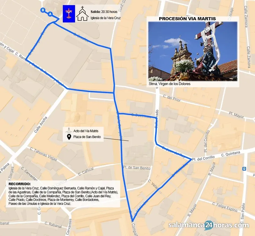 Recorrido de la procesión del Vía Matris