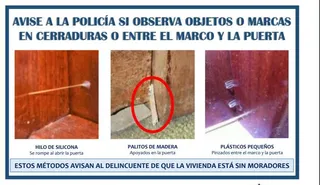 Cartel Policia Nacional robos en viviendas mediante el marcado de puertas