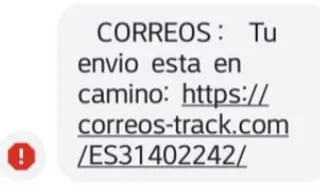 Mensaje de la entrega falsa de un paquete. Foto Guardia Civil